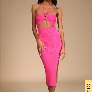 Hot pink cut out dress
